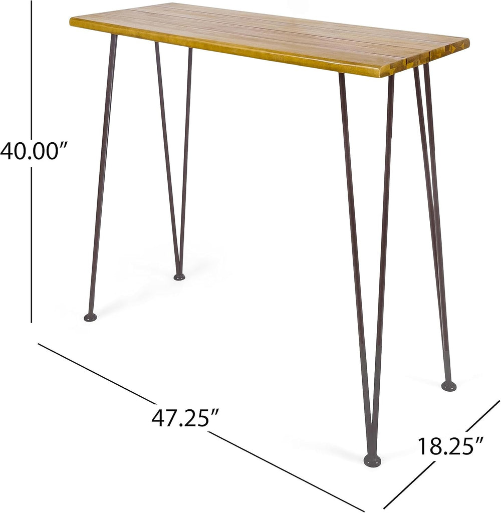 Christopher Knight Home Denali Ouotdoor Industrial Acacia Wood Bar Table with...