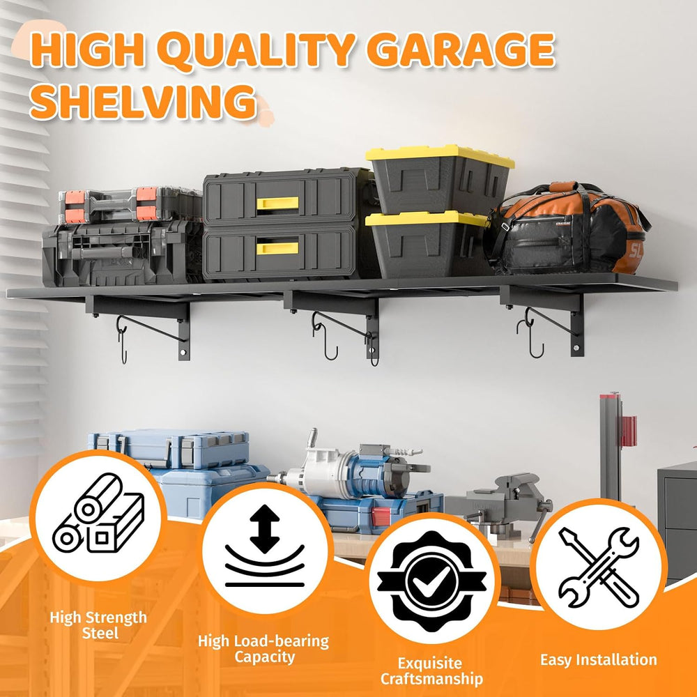 2 Pack Garage Wall Shelving, 1x3.85ft Heavy Duty Garage Shelving Wall Mounted...