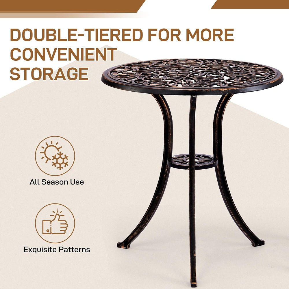 VINGLI 3 PCS Outdoor Bistro Set, Outdoor Patio Set, All-Weather Cast Aluminum...