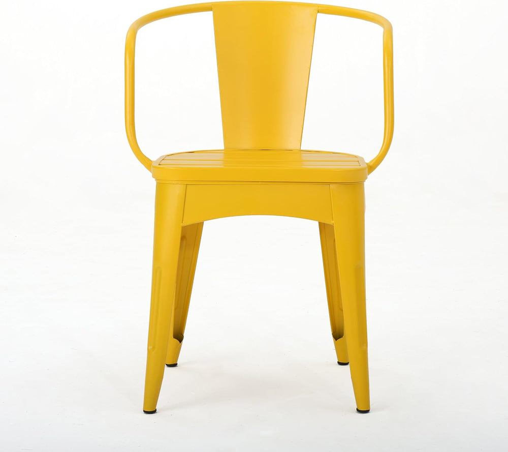 Christopher Knight Home Colmar Outdoor Iron Bistro Set, 3-Pcs Set, Matte Yellow