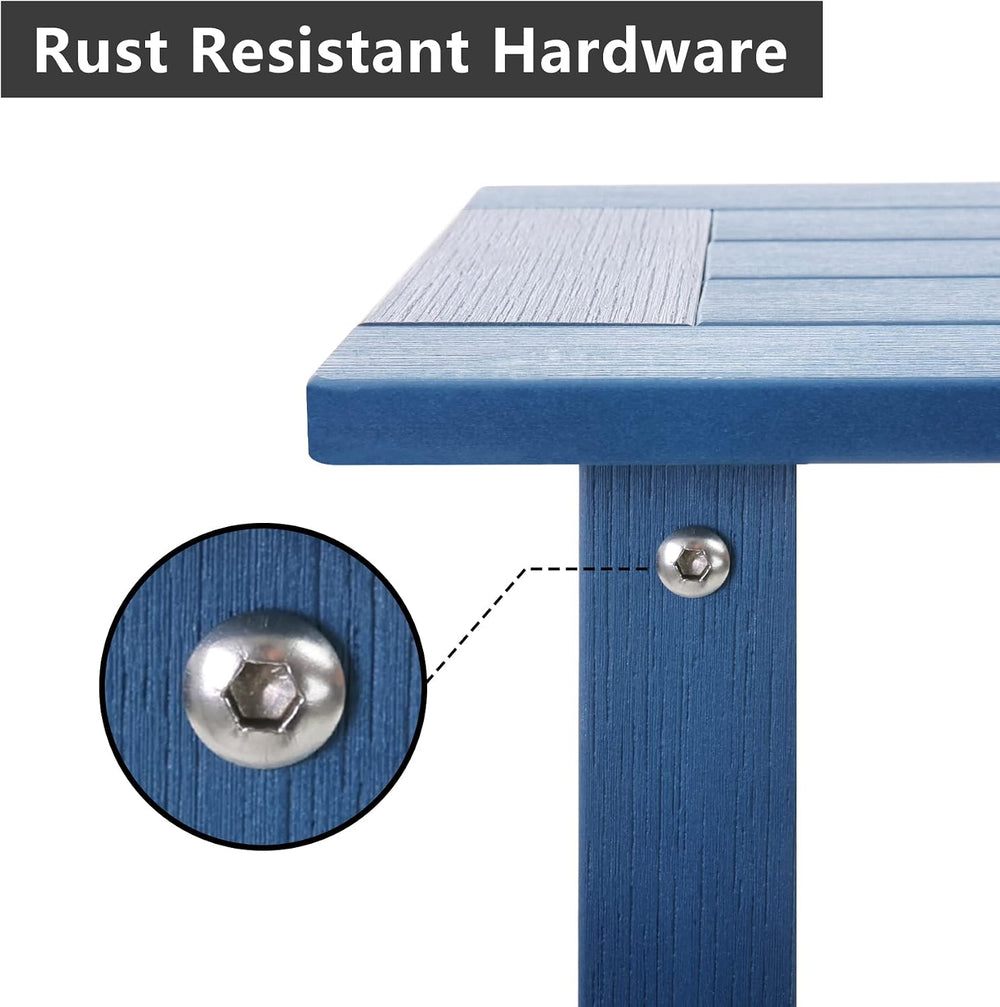 Meluvici Double Adirondack Outdoor Side Table Weather Resistant, Outdoor Rect...