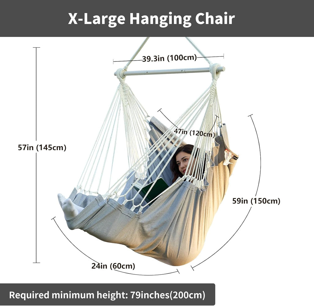 CHULIM XL Hammock Chair with Footrest, Steel Spreader Bar, 500 lb Capacity