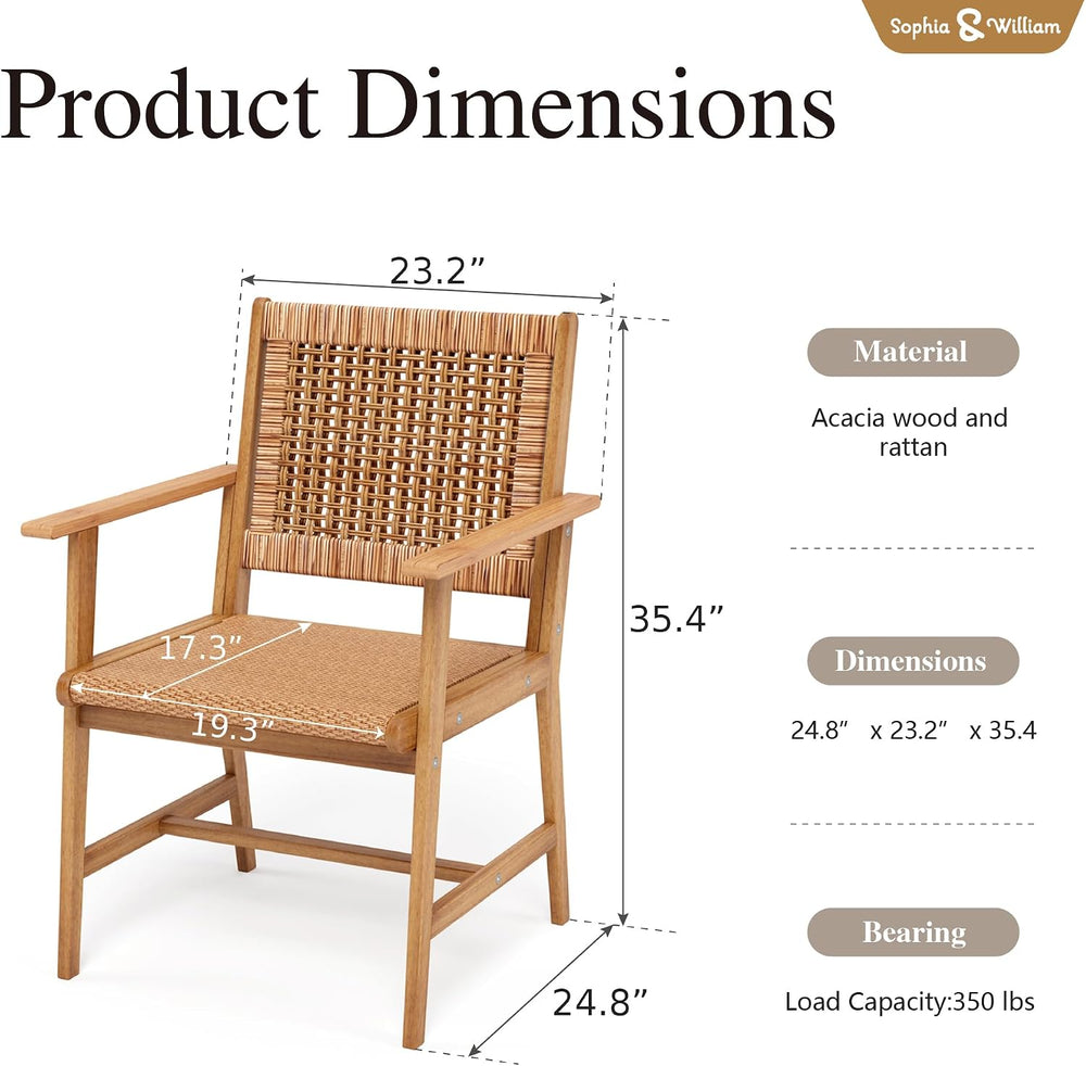 Sophia & William 2-Piece Patio Dining Set, Rattan, Chairs, Dark Brown