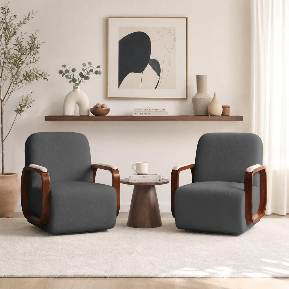 Couchus Swivel Accent Chair with Sturdy Base (Gray, Set of 2)