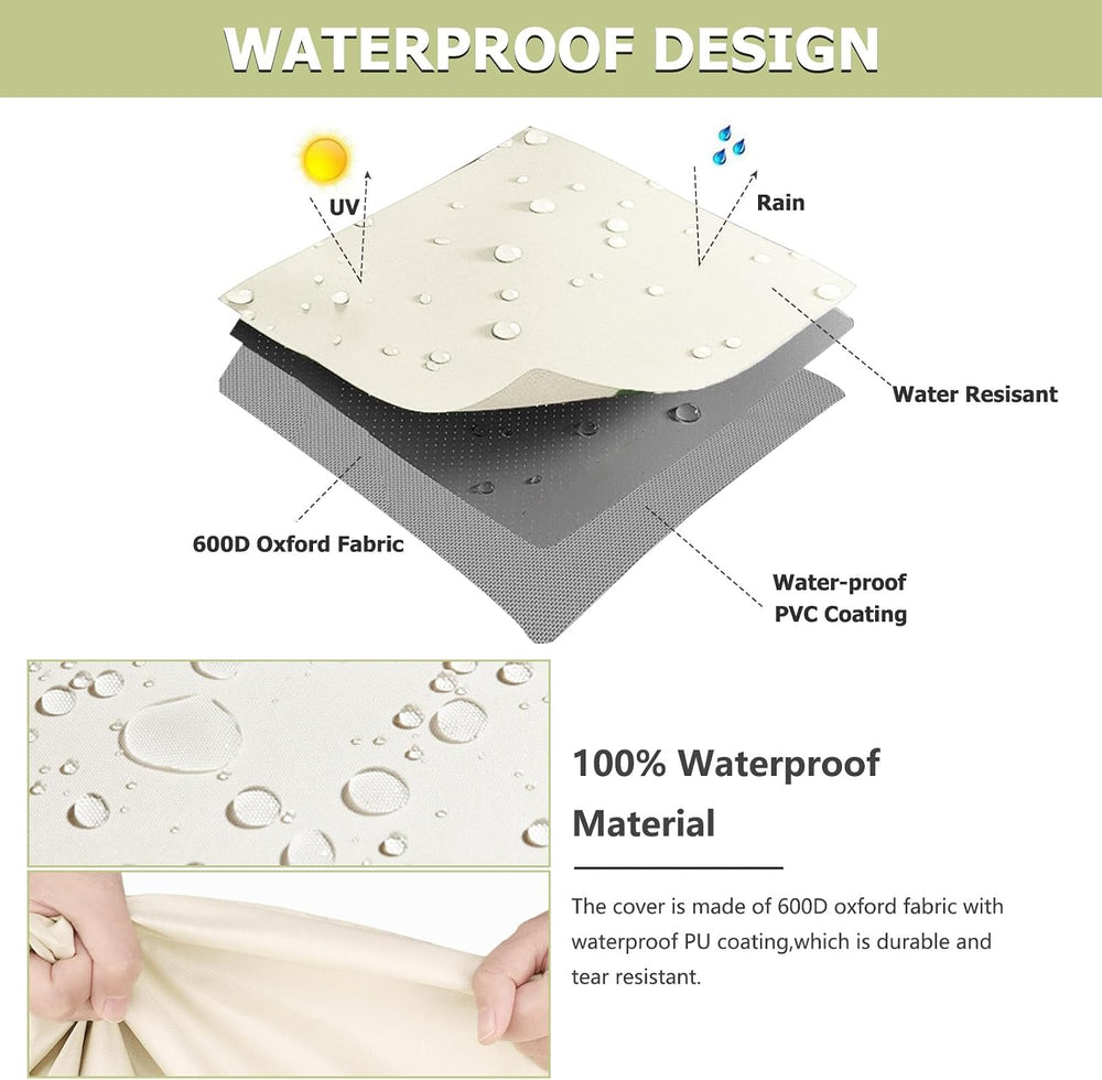 3-Piece Patio Furniture Covers Waterproof for Outdoor Bistro Set with Table &...