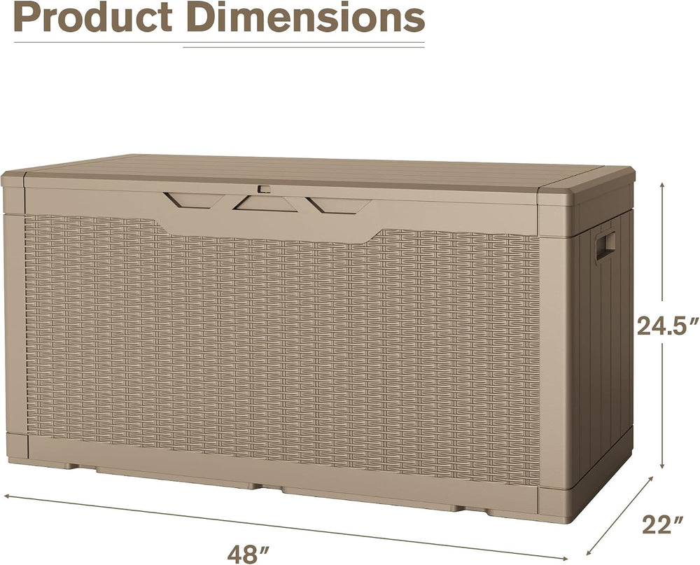 JUMMICO 100 Gallon Resin Deck Box, Waterproof Outdoor Storage Box
