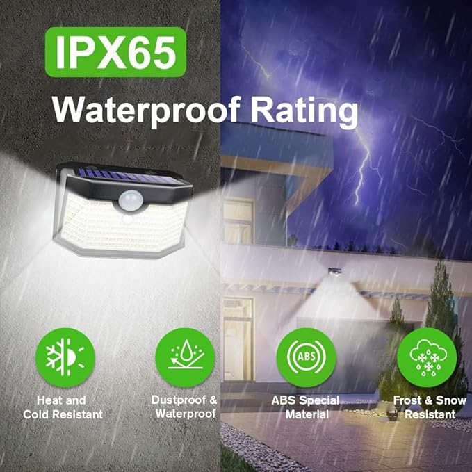 HMCITY Outdoor Solar Lights 120 LED with Motion Sensor and 3 Lighting Modes, ...