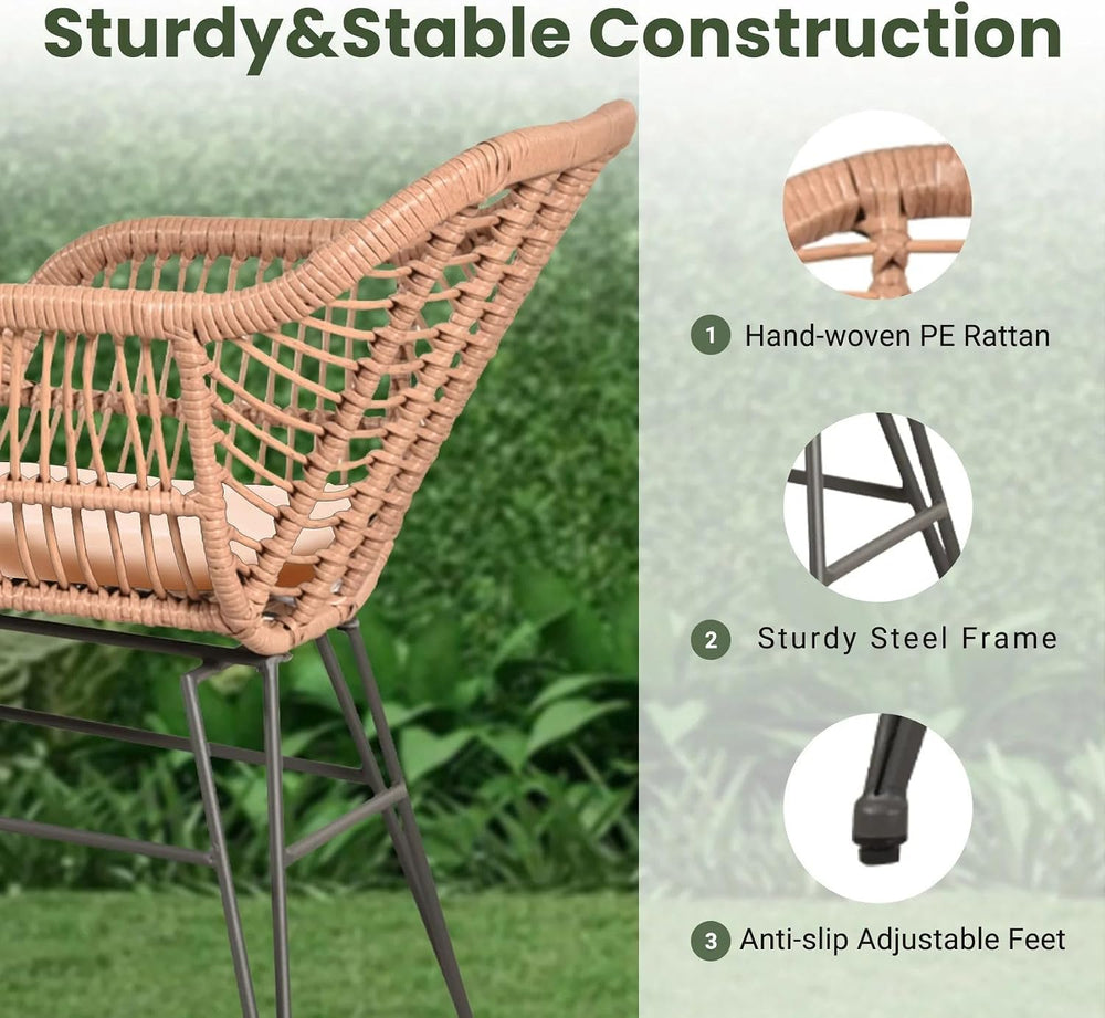 PROHIKER 3 Pieces Outdoor Wicker Bistro Patio Furniture Set, Porch Furniture ...