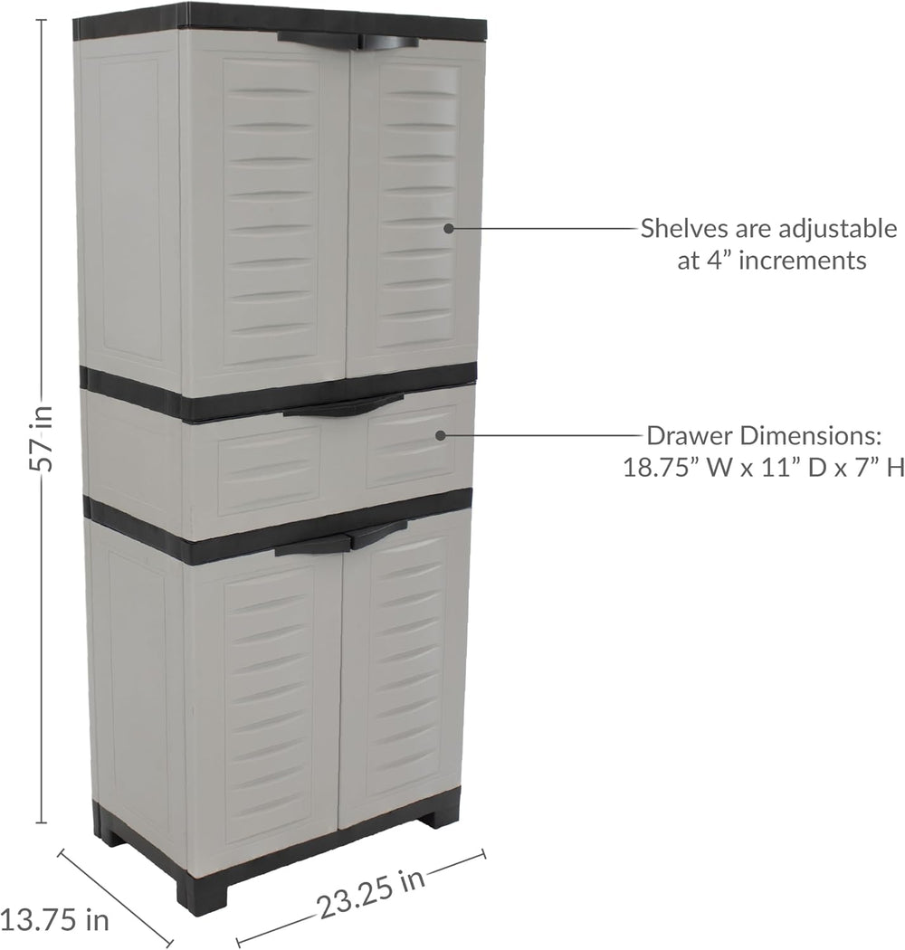 Sunnydaze 57" Garage Storage Cabinet with Doors & Shelves, Gray