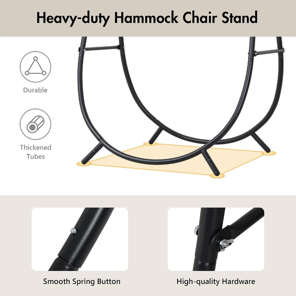 ANOW Patio Macrame Hammock Chair with Stand and Seat Cushion, Natural