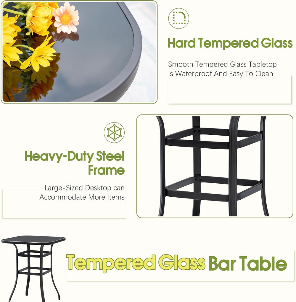 Devoko Patio Swivel Bar Set 3 Pieces
