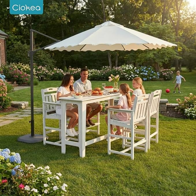 Ciokea Outdoor Bar Height Table Set of 5, 60" Extra Long Rectangle High ...