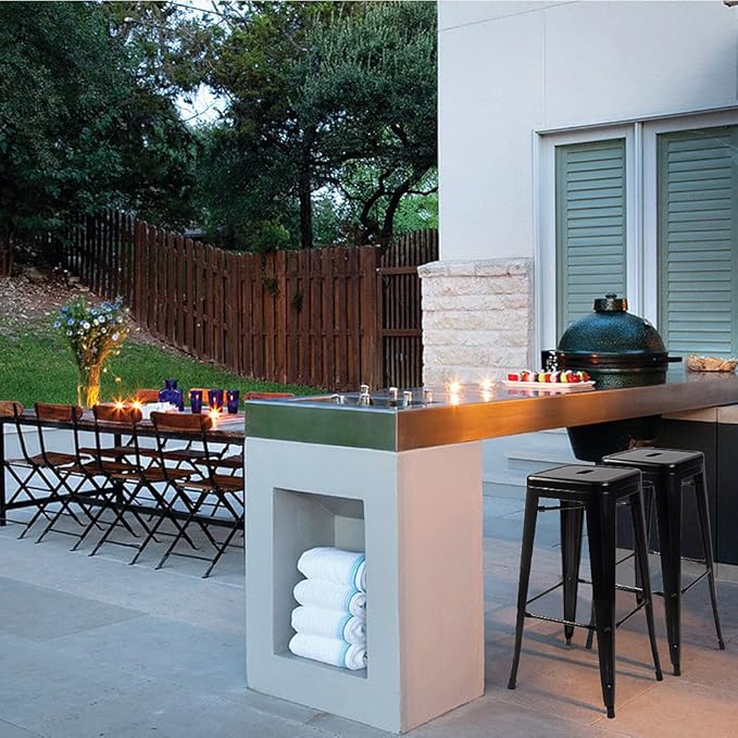 Devoko Metal Bar Stools 30" Indoor Outdoor Stackable Barstools Modern St...