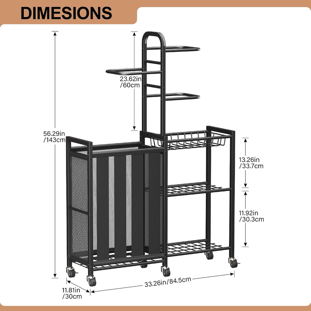 Homeiju Ball Storage Garage Sports Equipment Organizer, Metal, Black
