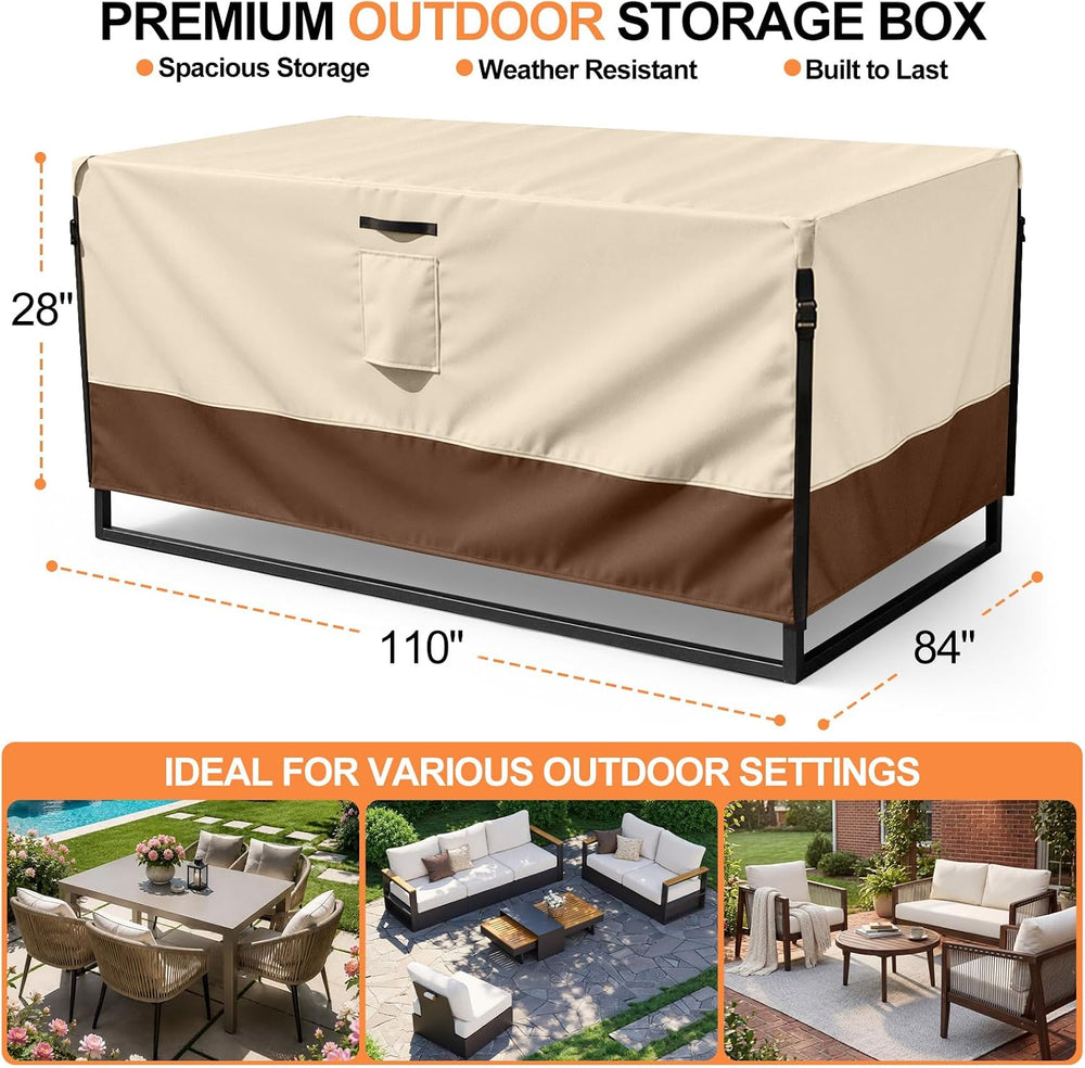 Smiry Waterproof Patio Furniture Cover 110L x 84W x 28H, Beige & Brown