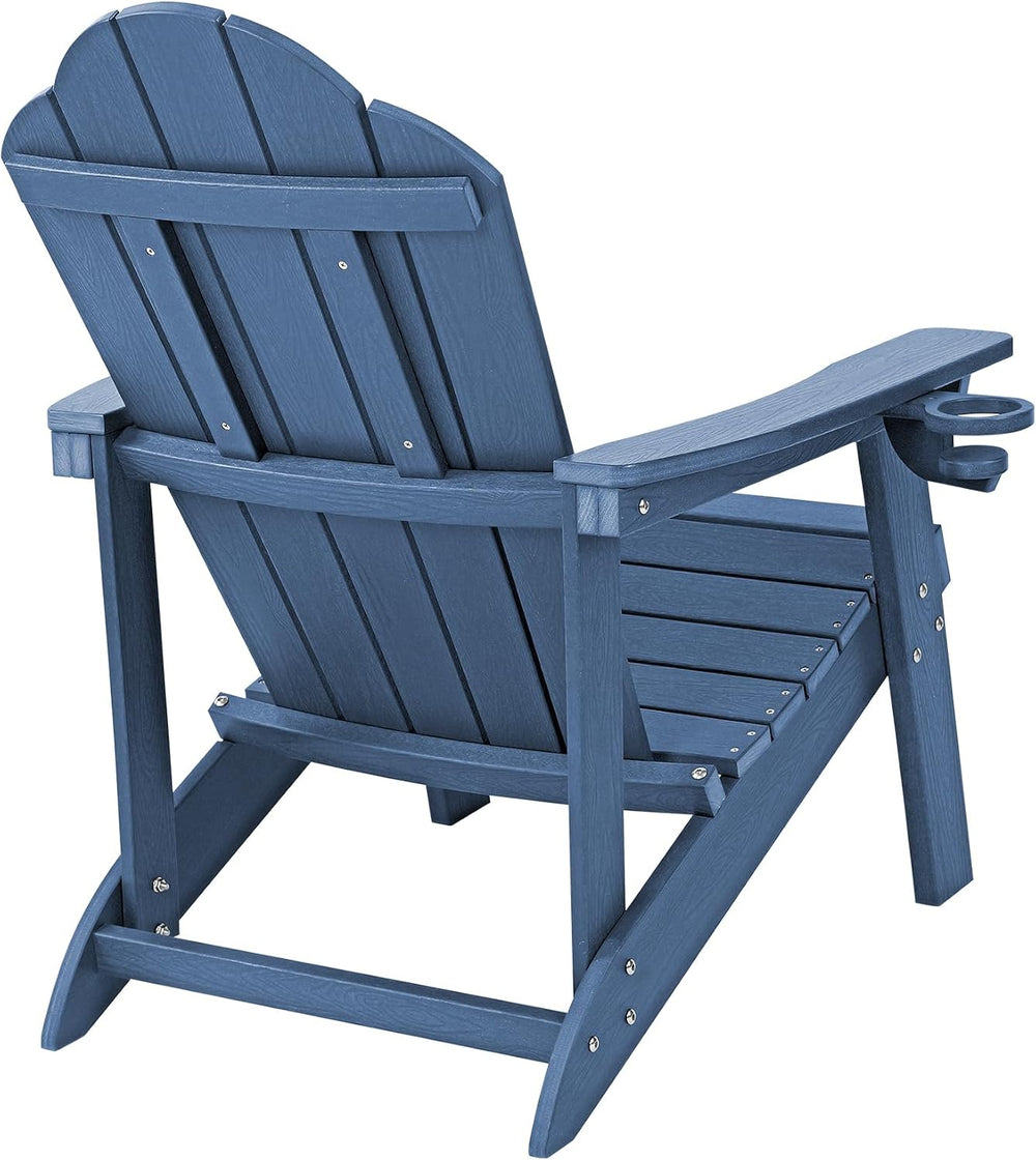 LUE BONA HDPE Adirondack Chairs Set of 4, Blue Fire Pit Chairs