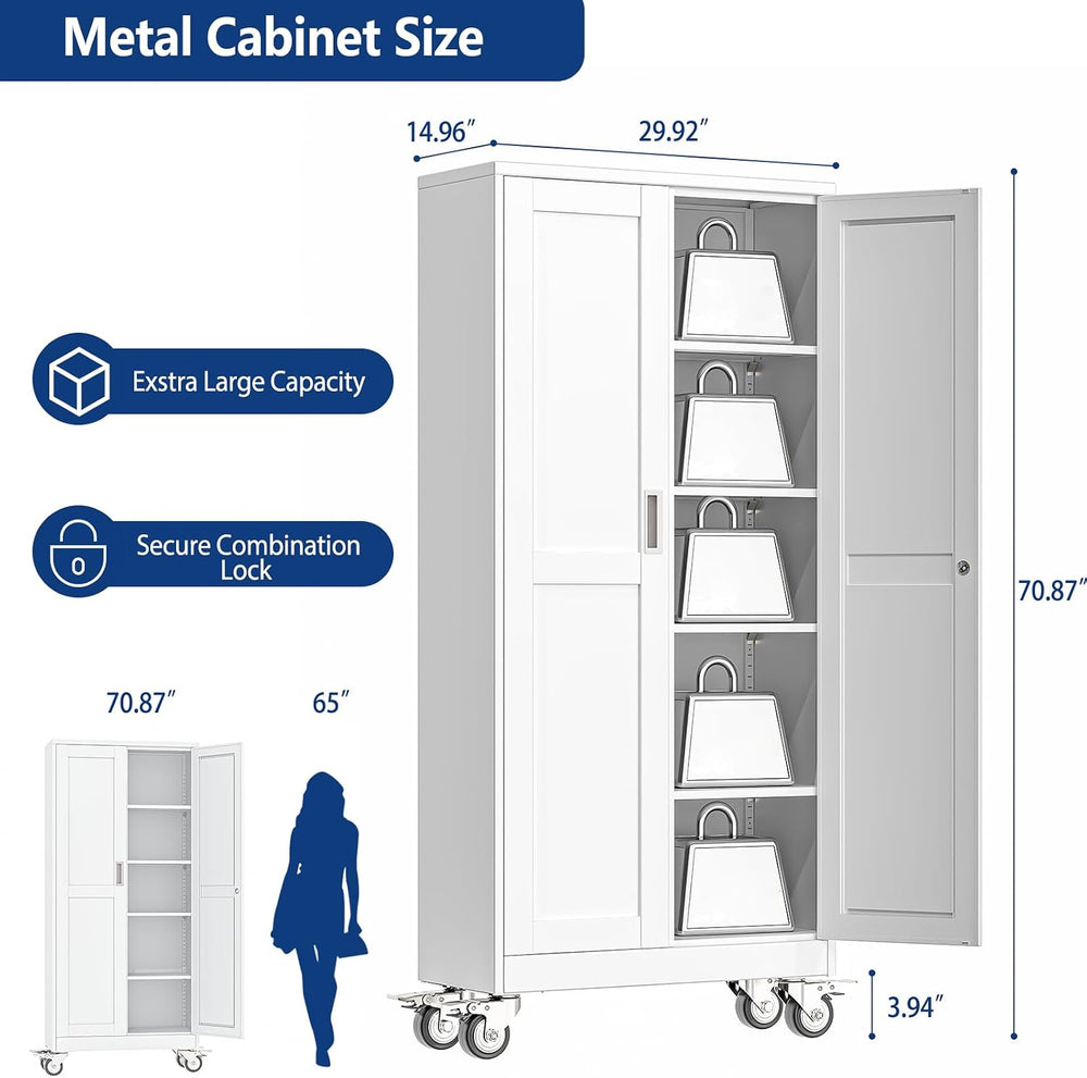 Ckzbx Metal Garage Storage Cabinet with Locking Doors and Adjustable Shelves,...