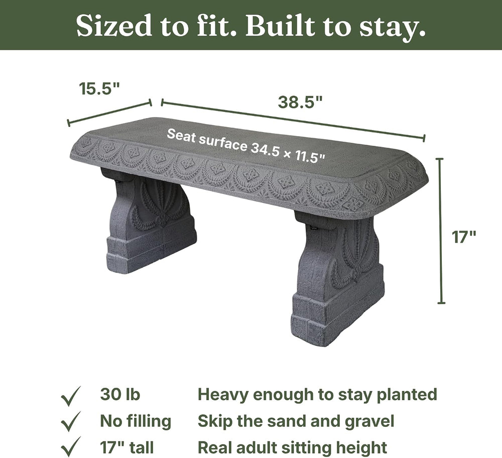 Basalt Grey Garden Bench - Outdoor Benches Weatherproof - Front Porch Seating...