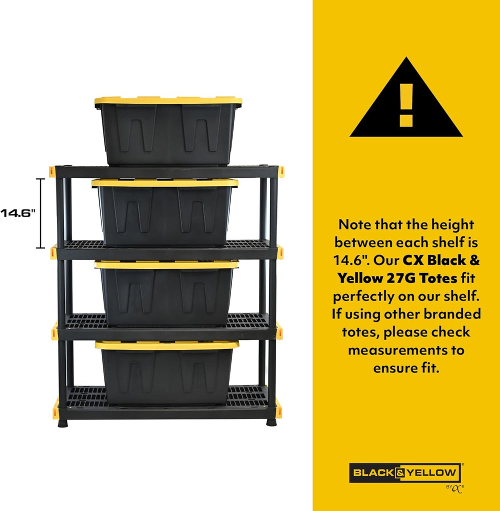 CX 4-Tier Heavy Duty Plastic Storage Shelves for Garage Organization
