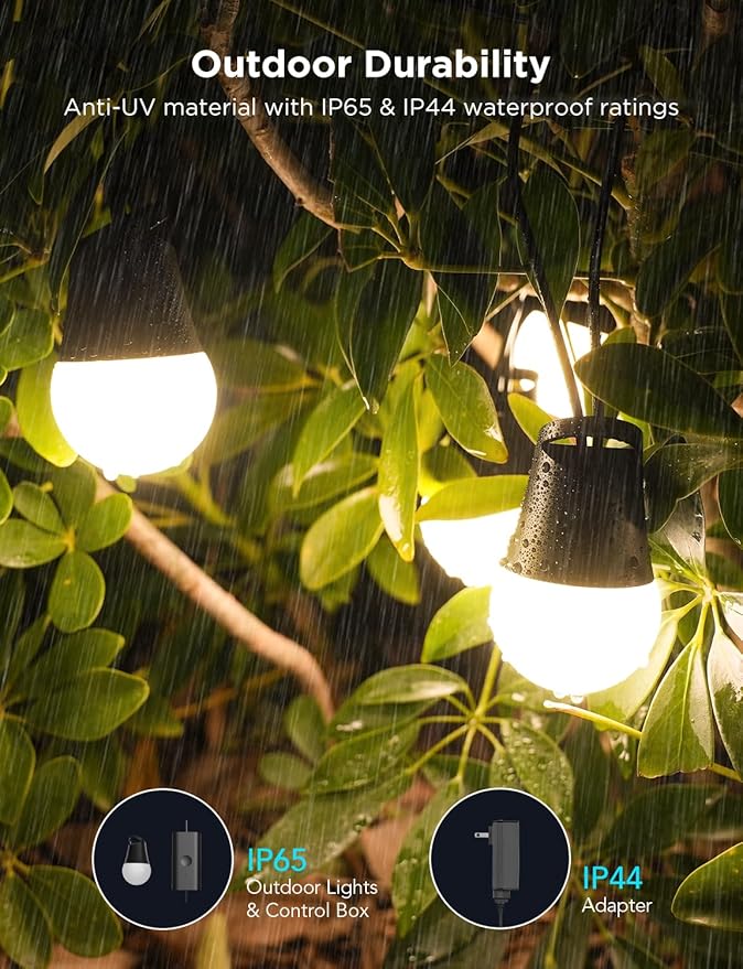 Govee Smart Outdoor String Lights 2, 96ft RGBIC Outdoor Lights with Dimmable ...