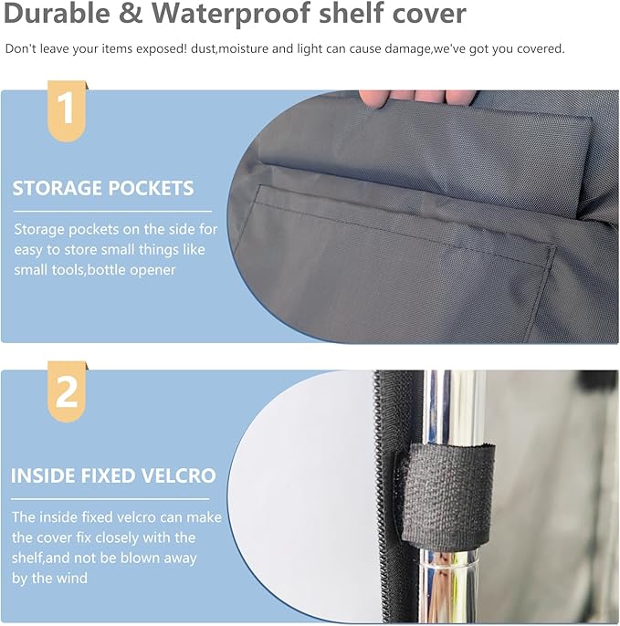 Waterproof Shelf Cover,600D Heavy Duty Dustproof Storage Wire Rack Covers,Out...
