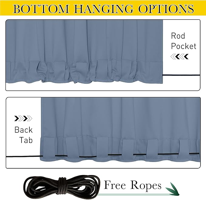 NICETOWN 2 Panels Outdoor Curtains Waterproof Pocket & Back Tab on Top &a...
