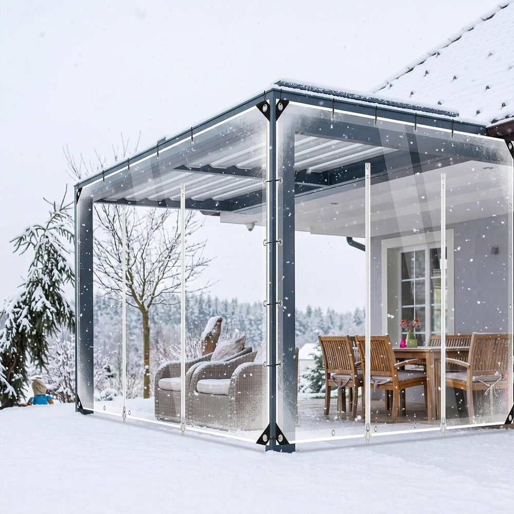 Clear Outdoor Curtains Patio Double Zippers Door Enclosure 95" W x 197&q...