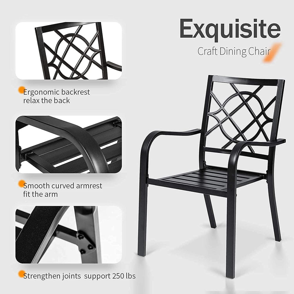 7 Pieces Patio Metal Furniture Outdoor Dining Set with 6 Stackable Bistro Cha...