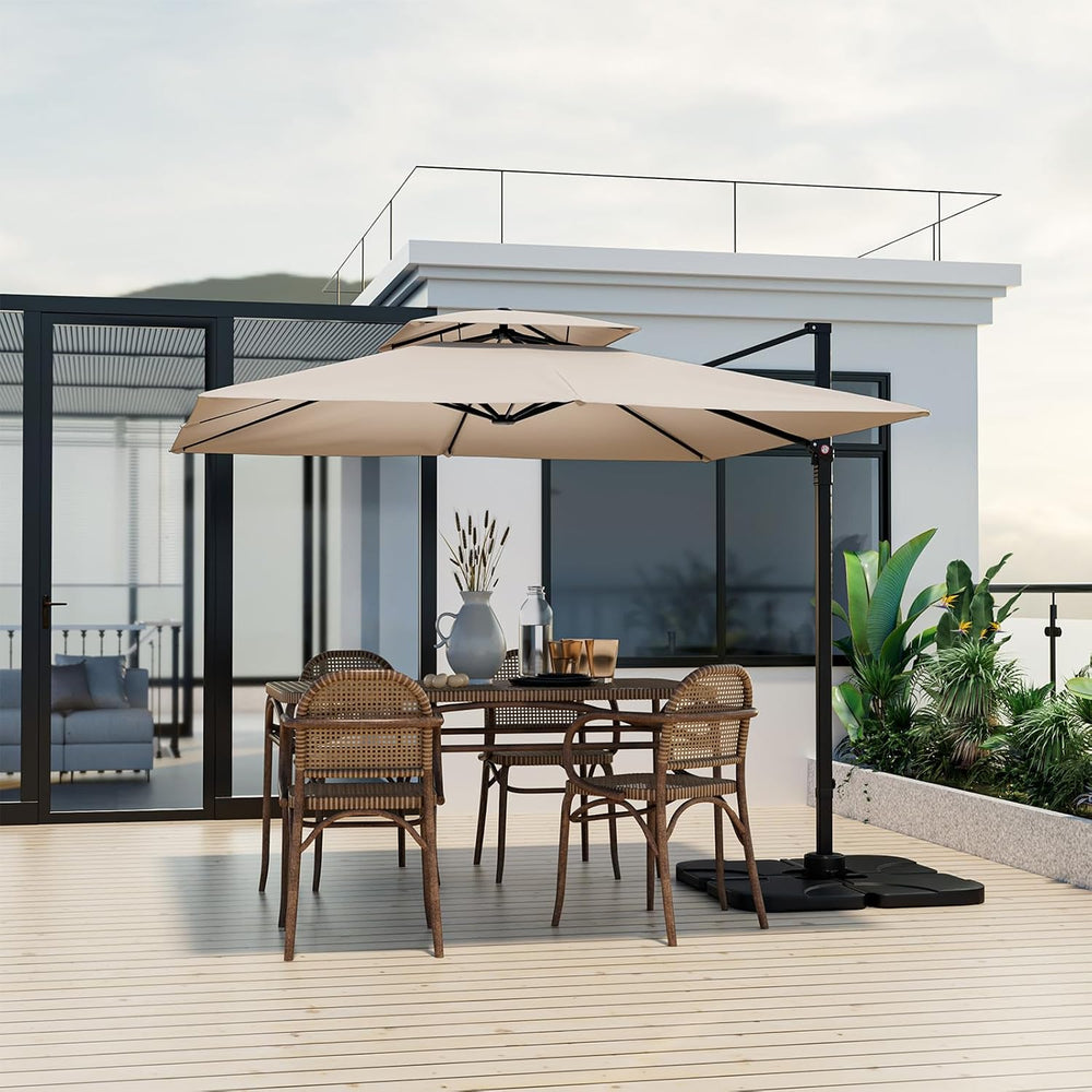 Tangkula 9.5 FT Cantilever Patio Umbrella, Outdoor Square Offset Umbrella wit...