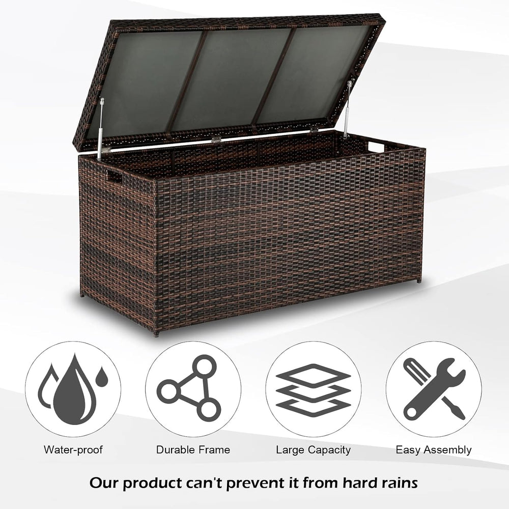 VINGLI 132 Gallon Outdoor Wicker Storage Box