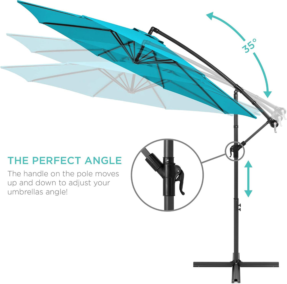 Best Choice Products 10ft Offset Cantilever Hanging Market Patio Umbrella, 8 ...