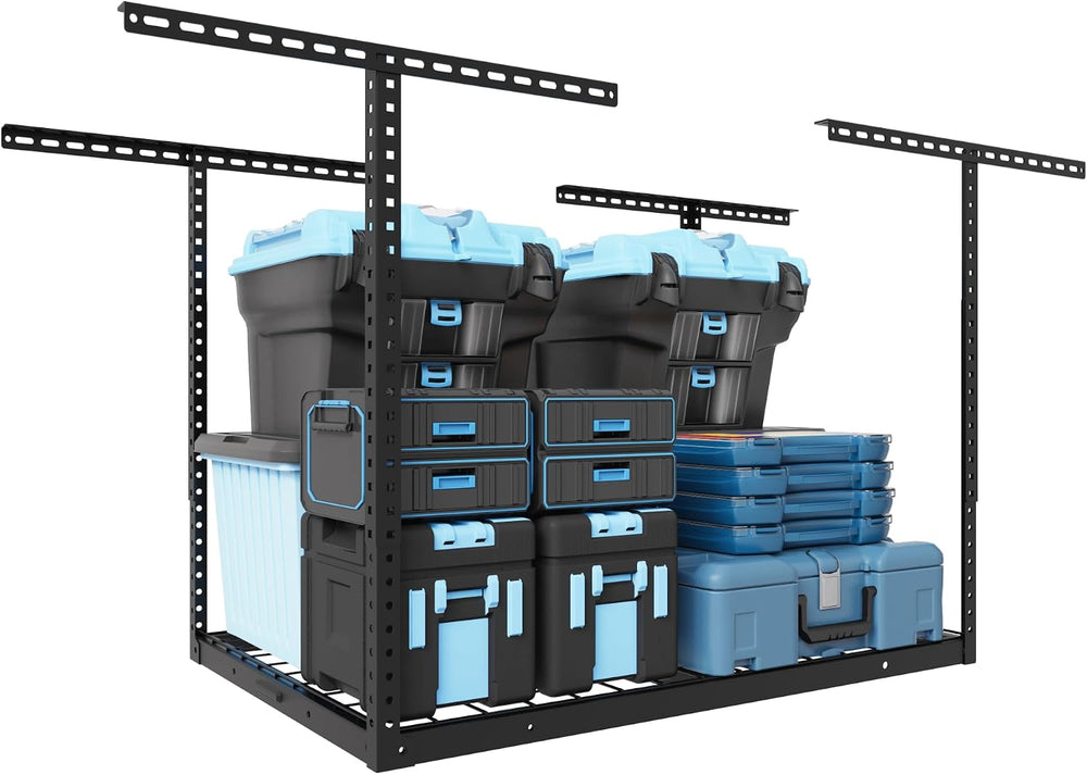 FLEXIMOUNTS 4x4ft Overhead Garage Storage Rack, Black