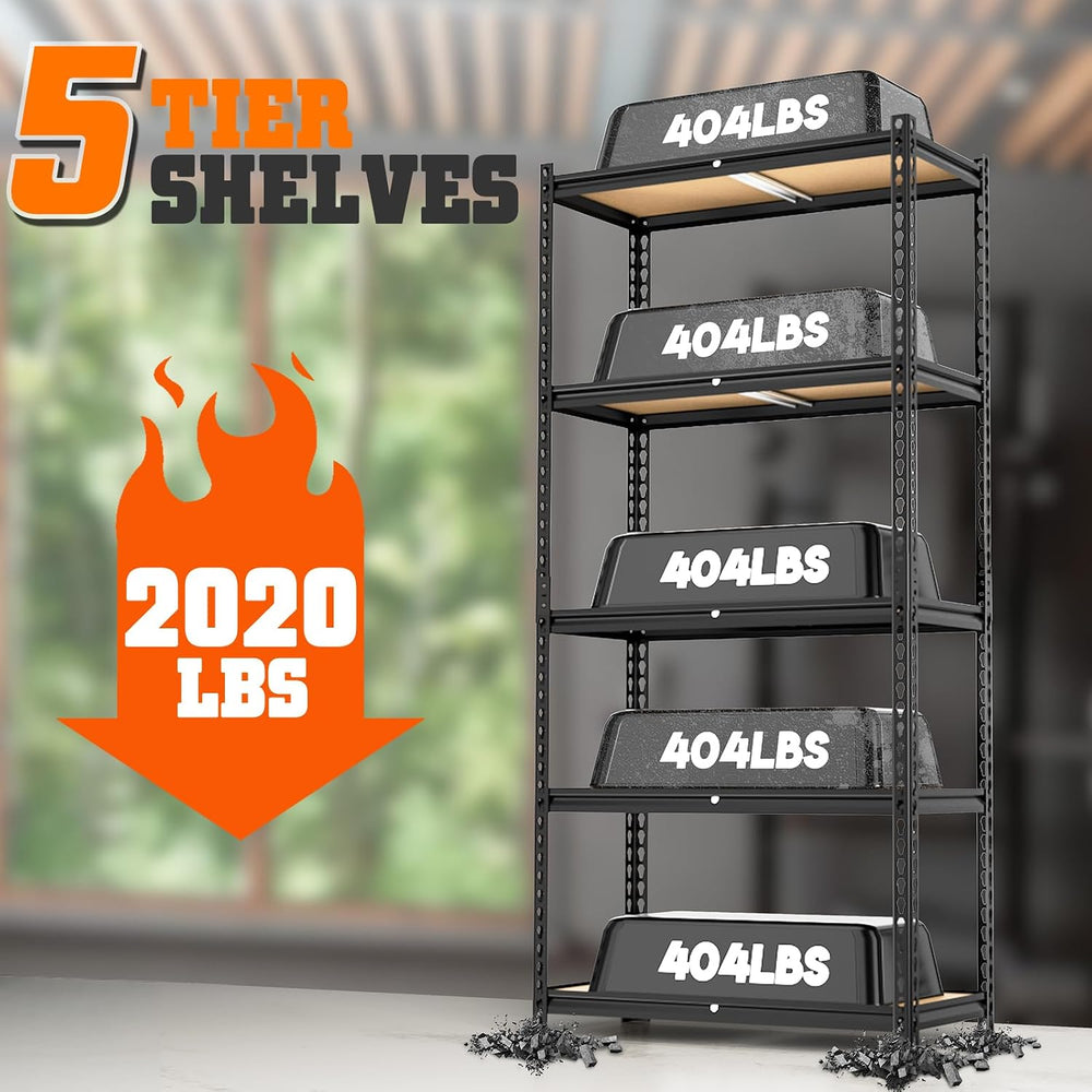 5-Tier Storage Shelving Unit, Metal, for Kitchen, Garage, Laundry Room, Adjus...