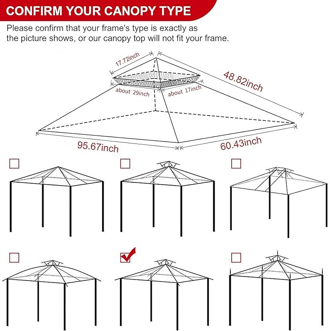 Eurmax USA High Performance Grill Gazebo Canopy Replacement Cover 5x8 BBQ She...