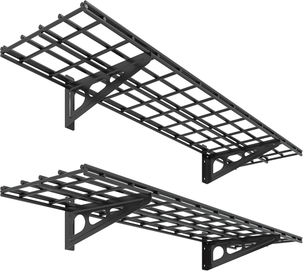 FLEXIMOUNTS 2-Pack 1x4ft 12-inch-by-48-inch Wall Shelf Garage Storage Rack Wa...