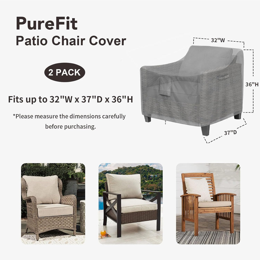 PureFit Outdoor Chair Covers Waterproof 2 Pack Patio Furniture Seat Covers