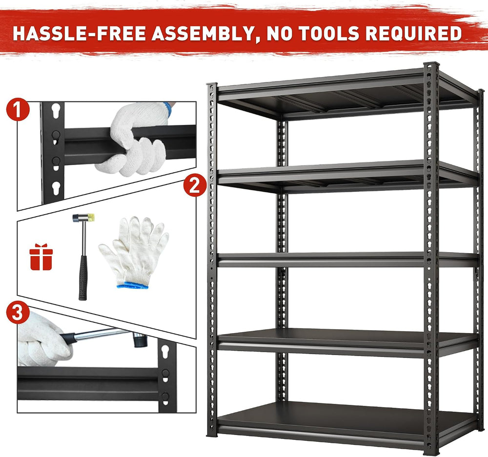 REIBII 72"H Garage Shelving Load 2500Lbs for Homeowners and Commercial Use