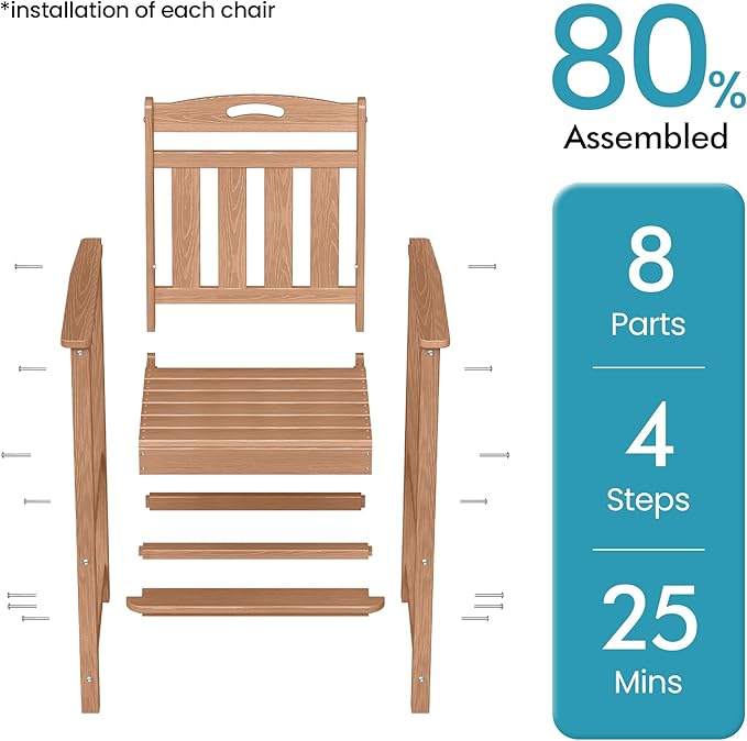 Ciokea Heavy Duty Bar Height Chair, 380lbs Outdoor Adirondack Tall Bar Chair ...