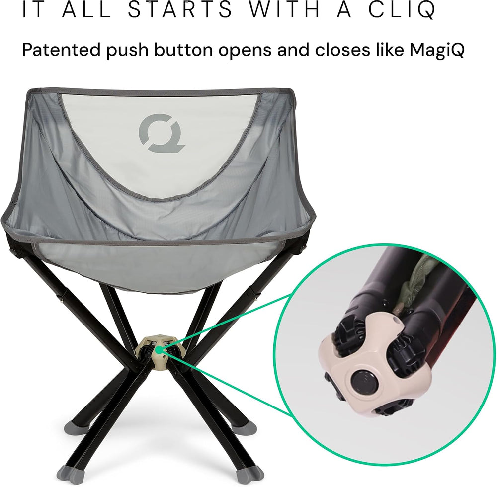 ClassiQ Low-Back Camping Chair, Lightweight Portable Chair, Grey