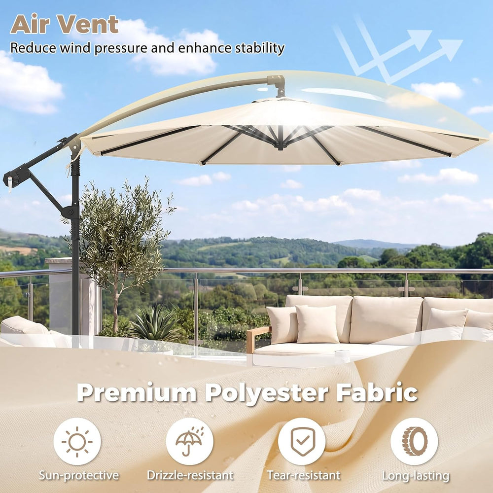 Tangkula 10ft Patio Umbrella with Base Included, Offset Cantilever Outdoor Um...