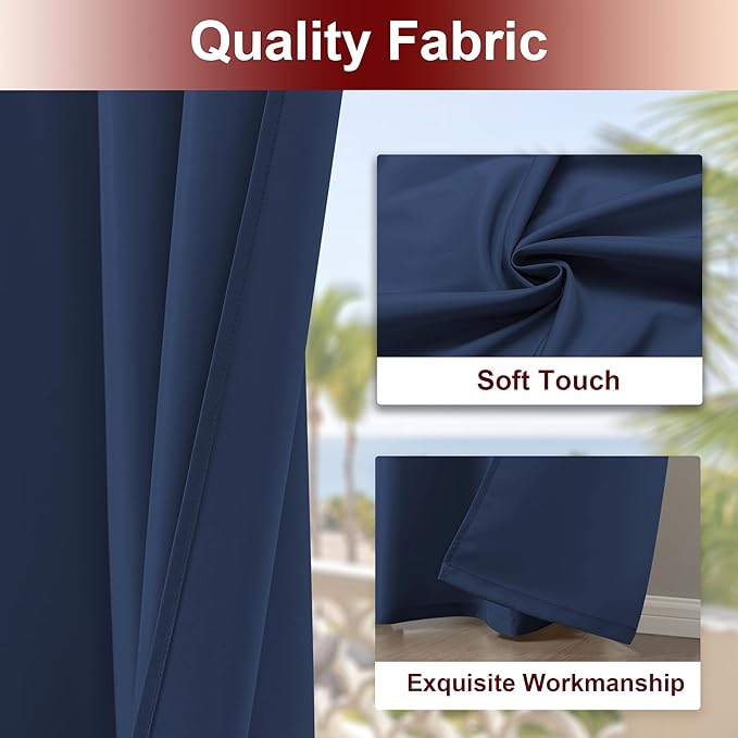 HolidayIdeas Grommet Outdoor Curtains for Patio Waterproof 8 Pcs All Weather ...