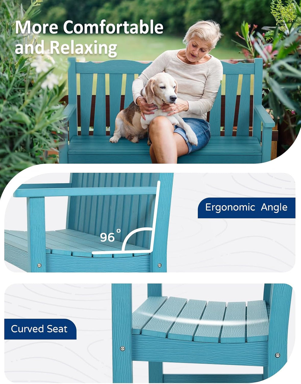 Outdoor Bench Weatherproof, 2-Person Garden Benches for Outdoors, All Weather...