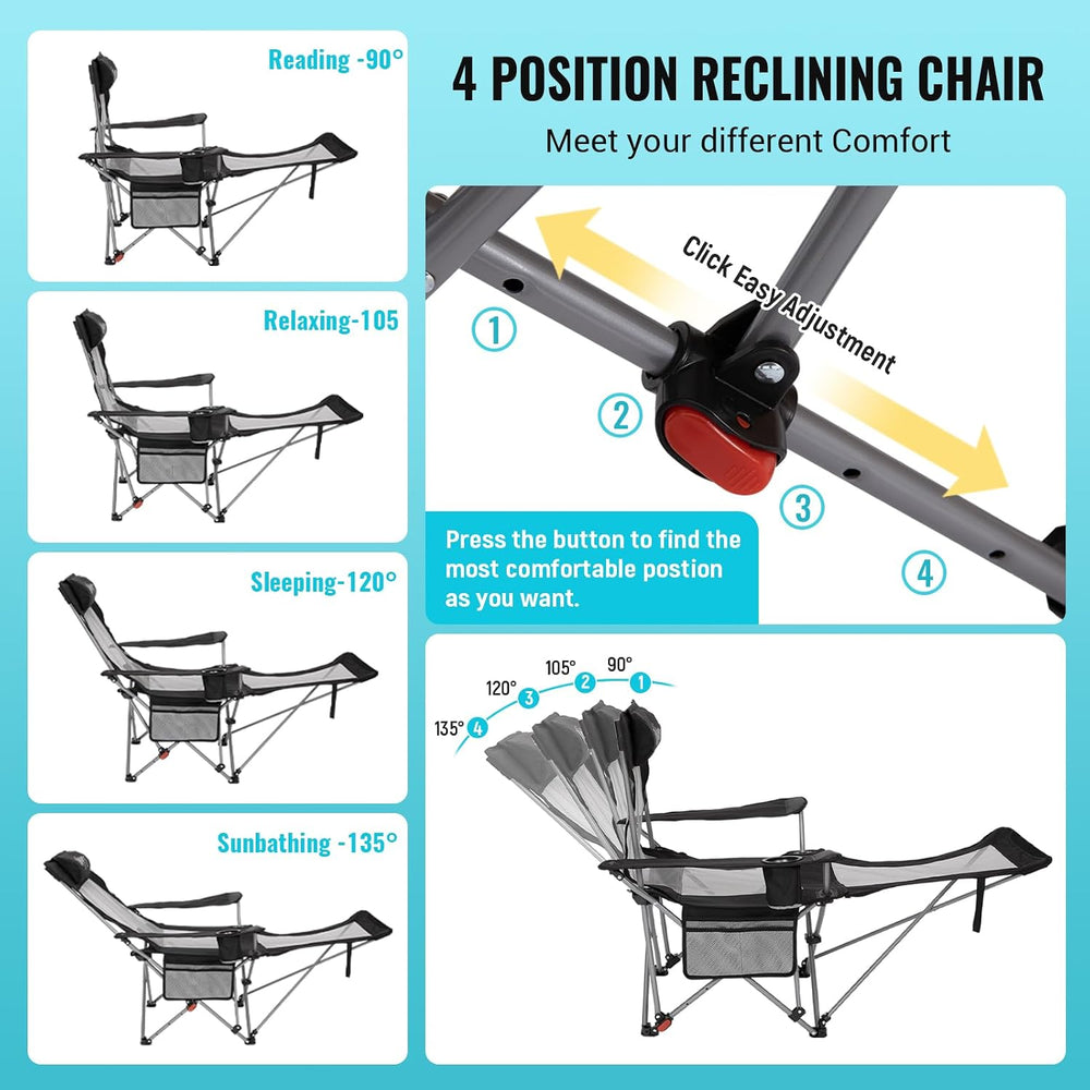 #WEJOY 2-in-1 Reclining Camping Chair with Footrest for Adults