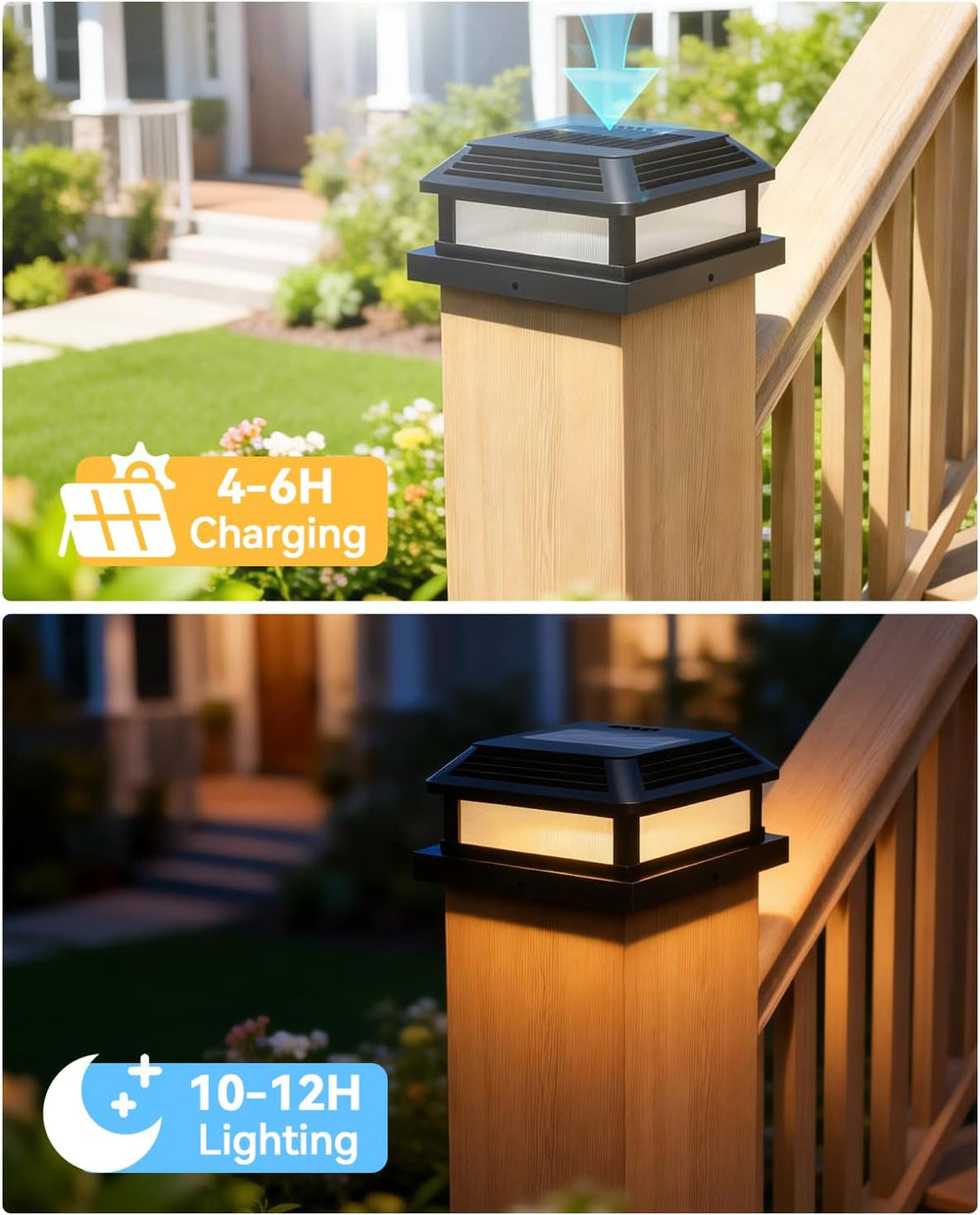 Solar Post Cap Lights with Remote, 9 Colors 3 Modes Changing Solar Deck Light...