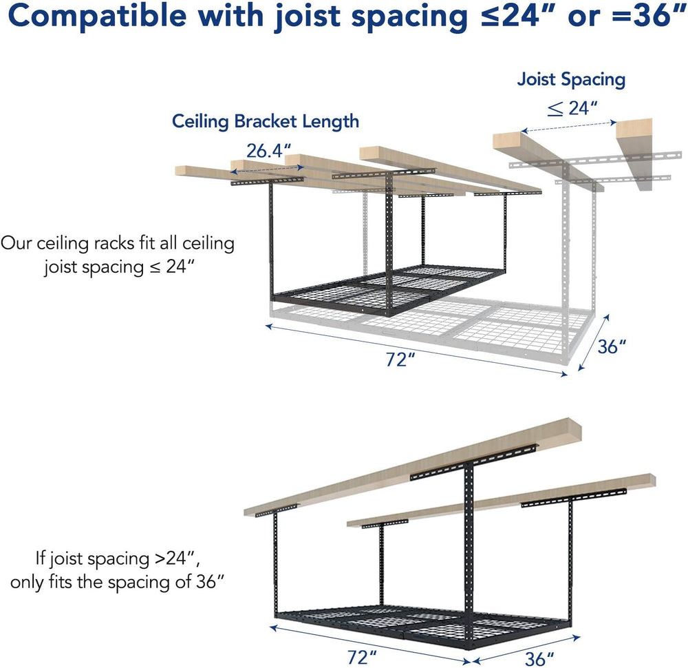 FLEXIMOUNTS 3x6 Overhead Garage Ceiling Storage Rack, 2 Pack, Black