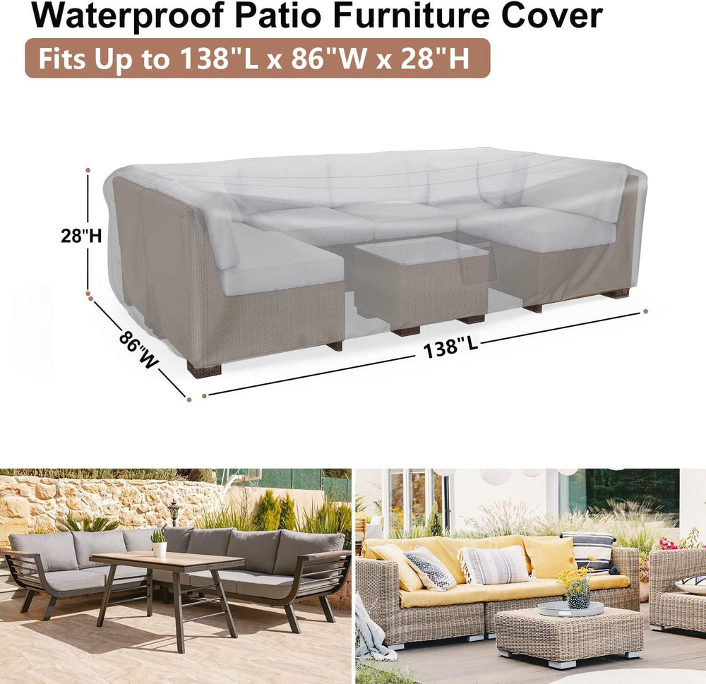 Waterproof Outdoor Patio Furniture Covers 138"L×86"W×28"H Black