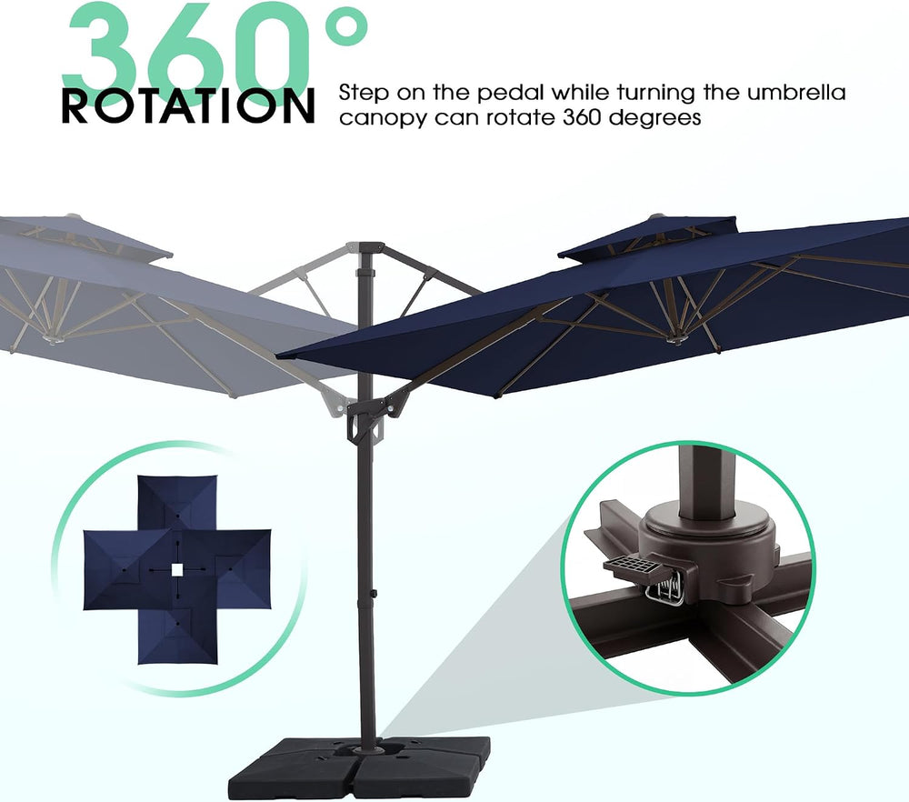 JEAREY 11x11 ft 2-Tier Cantilever Patio Umbrella, Outdoor Offset Umbrella