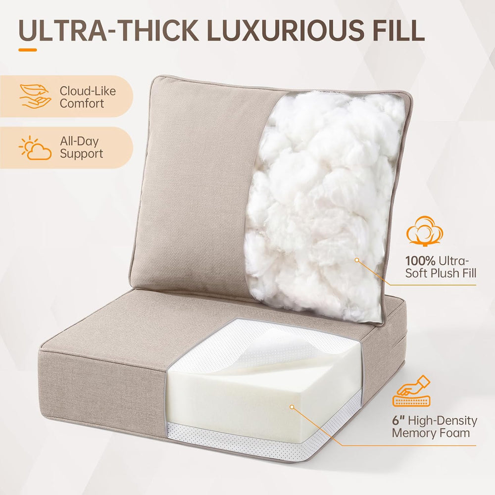 Outdoor Furniture Cushions, 6 inch Thick Seat Cushions for Outdoor Furniture,...