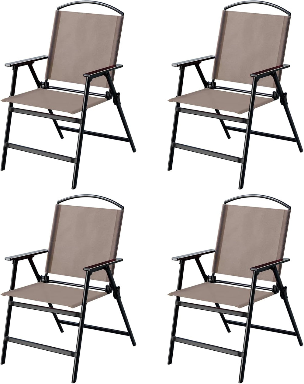Outdoor Folding Patio Dining Sling Chairs with Mesh Fabric for Garden Lawn Co...