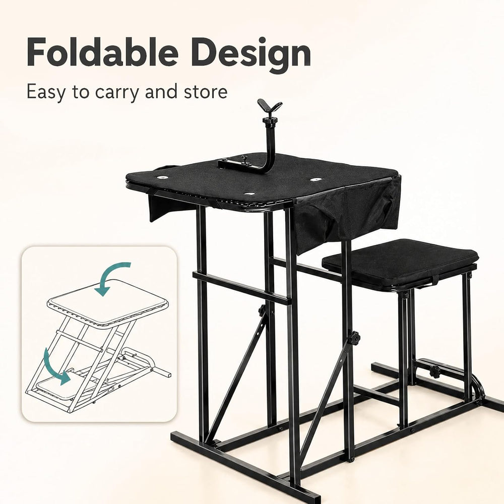 GYMAX Foldable Shooting Table Seat Set, Height Adjustable Hunting Gun Rest Ta...